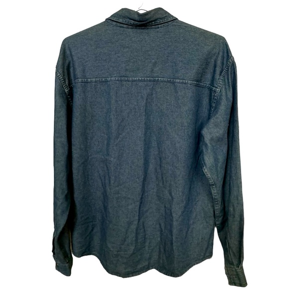 Vintage Mary Jane Rayon Blend Denim Jean Button Down Funky DOGS Shirt Women’s M - Picture 3 of 7